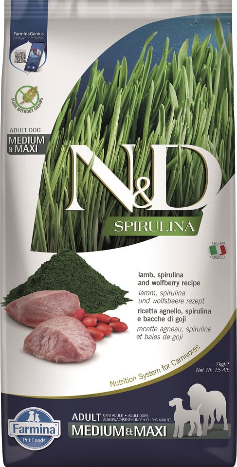 FARMINA N&D Spirulina Adult Medium&Maxi Lamb