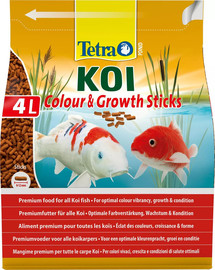 TETRA Pond KOI Colour&Growth Sticks 4 l Augstākā līmeņa barība Koi karpām no 25 cm garuma, kas nodrošina dzīvīgumu, veselīgu augšanu un intensīvu krāsojumu.