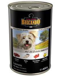 BELCANDO Super Premium Jēra gaļa, rīsi un tomāti 24x400 g mitrā suņu barība