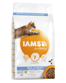 IAMS For Vitality Dental sausā barība pieaugušiem kaķiem 10 kg mutes higiēnai