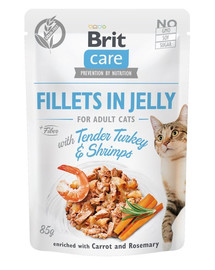 BRIT Care Cat Fillets in Jelly Tender Turkey & Shrimps 85 g tītars un garneles