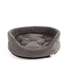 INTERZOO Ovāla suņu gulta ar spilvenu, pelēka 61x51x16 cm