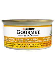 GOURMET Gold ar vistas gaļu un aknām mērcē 24x85g mitrā kaķu barība
