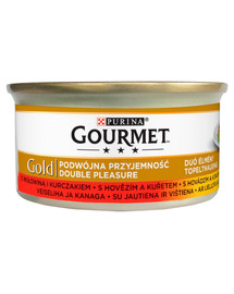 GOURMET Gold Mix Mitrā kaķu barība ar liellopu un vistas gaļu 24x85g