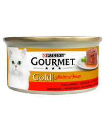 GOURMET Gold Melting Heart Mitrā kaķu barība ar liellopu gaļu 24x85g