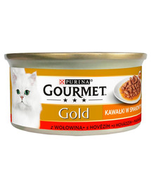 GOURMET Gold Delights ar liellopu gaļu mercē 85g mitrā kaķu barība