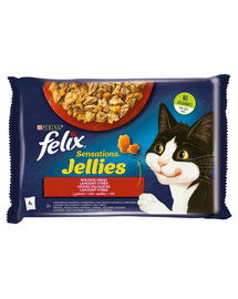 FELIX Sensations Jellies Country Flavours želejā (liellopu gaļa un tomāti, vistas gaļa un burkāni) 4x85g mitra kaķu barība