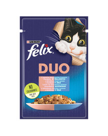 FELIX Duo Lasis un sardīne želejā 26x85 g mitrā kaķu barība