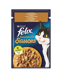 FELIX Sensations Sauce Kalakutiena lašinių skonio padaže 26x85g šlapias kačių maistas