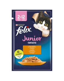 FRISKIES FANTASTIC Junior Želejā Vistas gaļa 85 g mitrā kaķēnu barība
