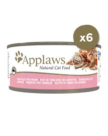 APPLAWS Cat Tin 6 x 156 g mitrā barība kaķiem ar tunci un garnelēm