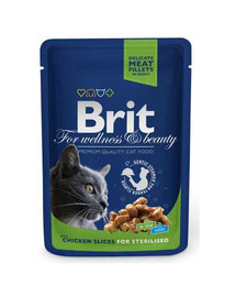 BRIT Premium Adult sterilised vistas gaļa kastrētiem kaķiem paciņā 24 x 100 g