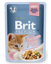 BRIT Premium Kitten filejas ar vistas gaļu un mērci kaķēniem 24 x 85g