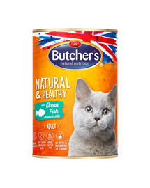 BUTCHER'S Natural&Healthy Cat ar jūras zivju gabaliņiem želejā 400 g