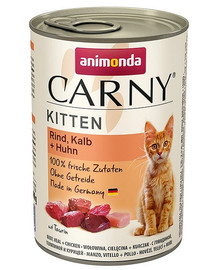 ANIMONDA Carny Kitten konservi ar liellopa, teļa un vistas gaļu, 400 g
