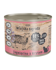WIEJSKA ZAGRODA Adult Jēra gaļa un garneles 200 g konservu pieaugušiem kaķiem