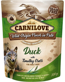 CARNILOVE Dog 12 x 300g Pilngraudu pilnvērtīga mitrā barība ar pīli un pļavas zāli pieaugušiem suņiem