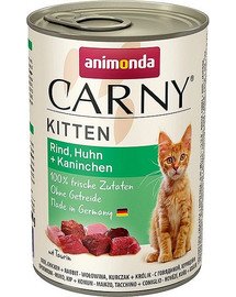 Animonda Carny Kitten ar liellopa, vistas un truša gaļu, 400 g