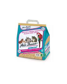 JRS Pet's Dream Universal Żwirek drewniany granulas 5 l dabīgi koksnes tualetes pakaiši kaķiem, maziem dzīvniekiem un putniem.