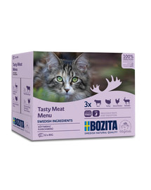 BOZITA Multibox Gaļas ēdienkarte kaķiem mērcē 12 x 85 g
