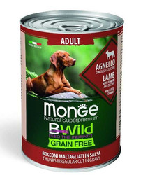 MONGE BWild grain free Suņu barība ar jēra gaļu, bez graudaugiem 400g