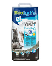 BIOKAT'S Diamond Care Multicat svaigs bentonīta pakaiši,  daudziem kaķiem 8 L