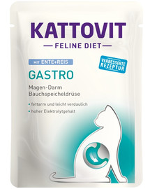 KATTOVIT Feline Diet Gastro pīle ar rīsiem 85 g Gremošanas uzlabošanai.