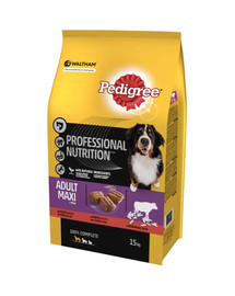 PEDIGREE Professional Nutrition Adult Maxi ar liellopu gaļu un rīsiem, lielu šķirņu suņiem 15kg