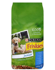 FRISKIES Junior s kuřecím masem, přídavkem mléka a zeleninou 15 kg