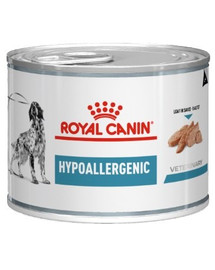 ROYAL CANIN Dog Hypoallergenic mitrā barība pieaugušiem suņiem ar nevēlamu reakciju uz barību 12 x 200g