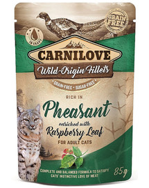 CARNILOVE Cat Pouch Pheasant & Raspberry leaves 85g Fazāna gaļa un aveņu lapas