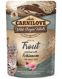 CARNILOVE Cat Pouch Trout & Echinacea 85g Forele un ehinācija