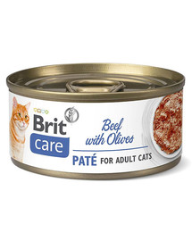 BRIT Care liellopu gaļas un olīvu pastēte pieaugušiem kaķiem 24 x 70 g