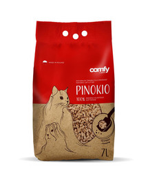 Comfy Pinokio 14 L (2x7 l) ieteicams garspalvainiem kaķiem un grauzējiem - nelipīgs, bioloģiski noārdāms, ļoti labi uzsūcošs.
