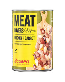 JOSERA Meatlovers Menu Vistas gaļa ar burkāniem 6x400g + bundža vistas gaļas ar burkāniem 400g BEZMAKSAS
