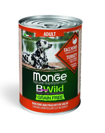 MONGE BWild grain free Suņu barība ar tītara gaļu, bez graudaugiem 400g