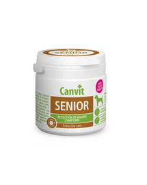 CANVIT Dog Senior 500g vitamīnu, mikro- un makroelementu kompleks, aminoskābes un omega 3 un 6 taukskābes.