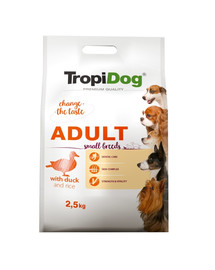 TROPIDOG Premium Adult S Pīle ar rīsiem 2,5kg sausā barība mazām šķirnēm