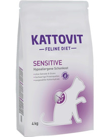 KATTOVIT Feline Diet 4 kg, jutīgiem kaķiem ar noteiktām pārtikas alerģijām.