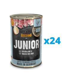 BELCANDO Super Premium Junior Putnu gaļa, olas 24x400 g mitrā suņu barība