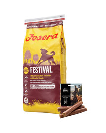 JOSERA Dog Festival išrankiems šunims 15 kg + SIMPLY FROM NATURE Natūralūs cigarai jautiena 3 vnt