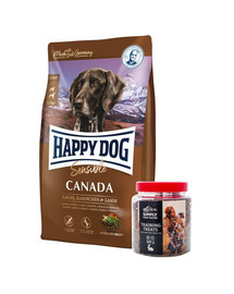 HAPPY DOG Supreme Canada 12,5 kg + treniņu kārumi ar truša gaļu 300 kg