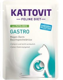 KATTOVIT Feline Diet Gastro Tītara gaļa ar rīsiem 85 g Gremošanas uzlabošanai.