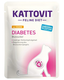 KATTOVIT Feline Diet diabēts, ar vistas gaļu 85 g