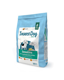 GREEN PETFOOD InsectDog Sensitive 10 kg Rīsu un kukaiņu proteīns, piemērots jutīgiem suņiem / gremošanas sistēmas atbalstam.