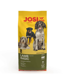 JOSERA JosiDog Lamb Basic 15kg Pilnvērtīga jēra gaļas sausā barība pieaugušiem suņiem ar normālu aktivitāti