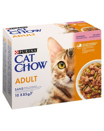 PURINA CAT CHOW Adult Multipack ar lasi un zaļajām pupiņām želejā 10x85 g