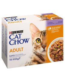 PURINA CAT CHOW Adult Multipack ar jēra gaļu un zaļām pupiņām želejā 10x85 g