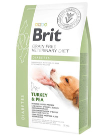 BRIT Veterinary Diets Dog Diabetes 2 kg Veterināra sausā barība bez graudaugiem pieaugušiem suņiem ar cukura diabētu.