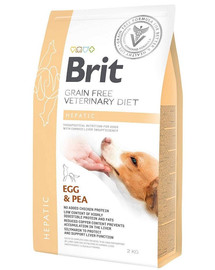 BRIT Veterinary Diets Dog Hepatic 2 kg Veterināra barība bez graudaugiem pieaugušiem suņiem ar aknu mazspēju
